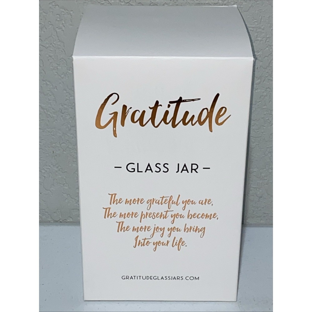Gratitude Glass Jar With Wooden Lid + 100 Cards Inspirational Grateful Abundance